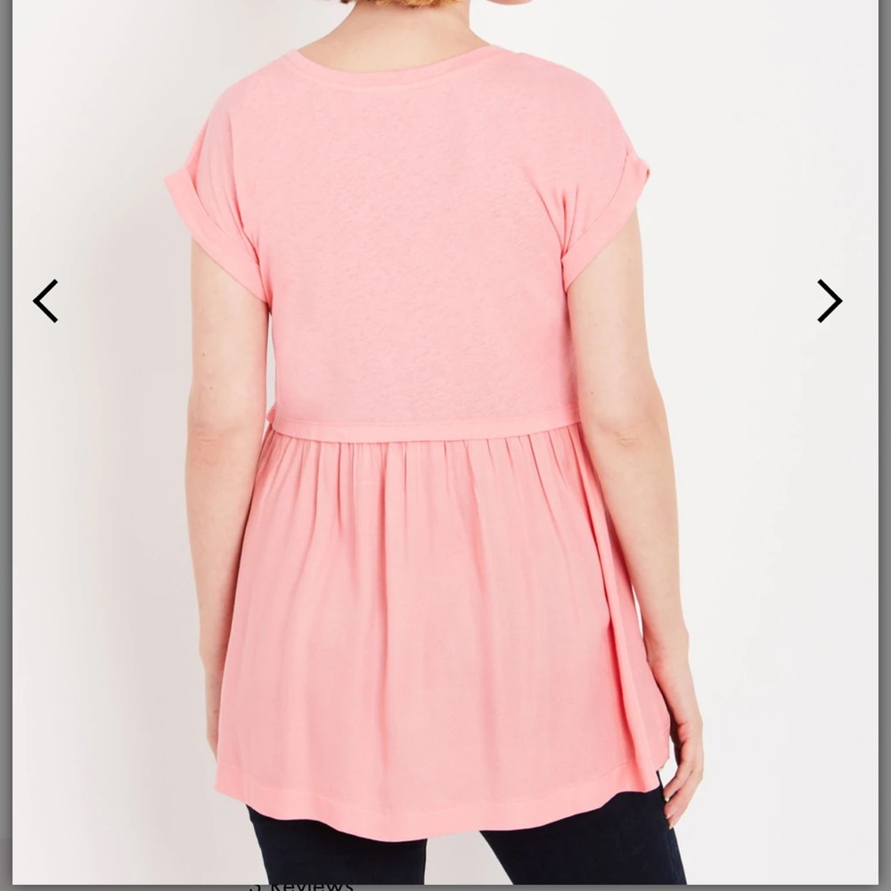 CUFFED SLEEVE BABYDOLL MATERNITY TOP pink medium - Picture 3 of 3